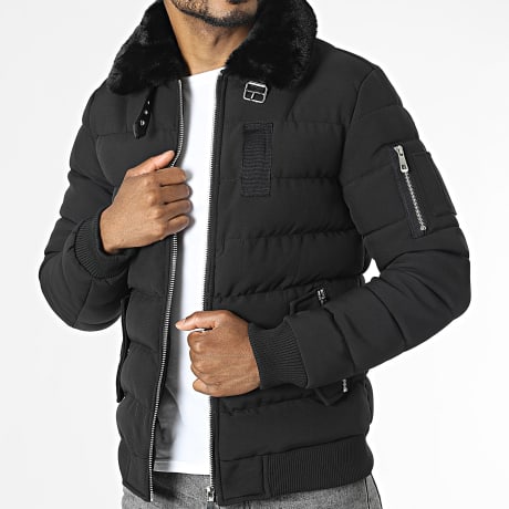 Kymaxx - Plumífero Cuello de Piel Negro