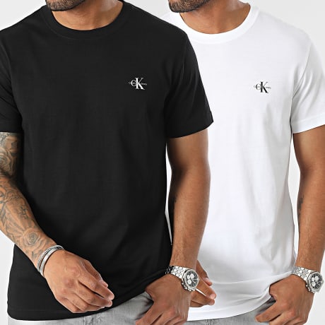 Calvin Klein - Lot De 2 Tee Shirts Monologo 0199 Noir Blanc