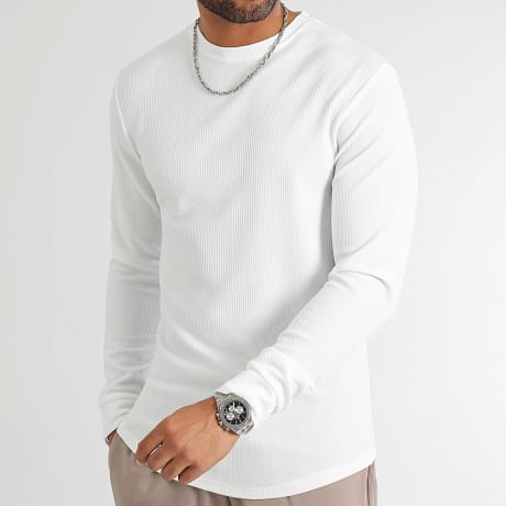 LBO - Textured Long Sleeve Tee Waffle 0400 Blanco