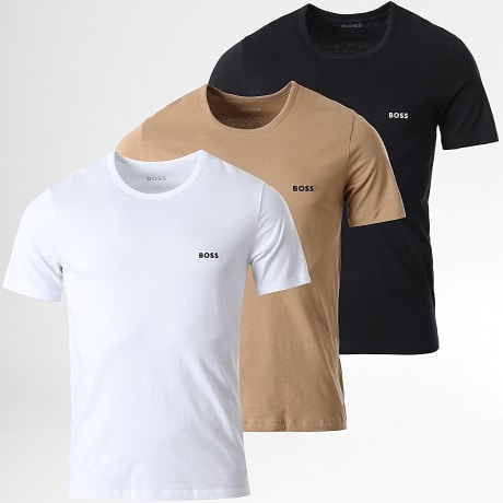 BOSS - Pack aus 3 Classic 50475284 T-Shirts Weiß Schwarz Kamel