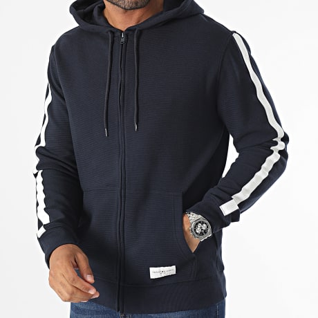 Tommy Hilfiger - Sweat Zippé Capuche A Bandes 3011 Bleu Marine