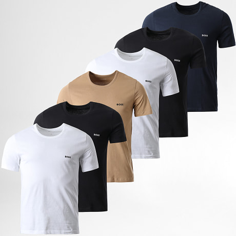 BOSS - 6er-Set Classic T-Shirts 50475284 Schwarz Weiß Camel