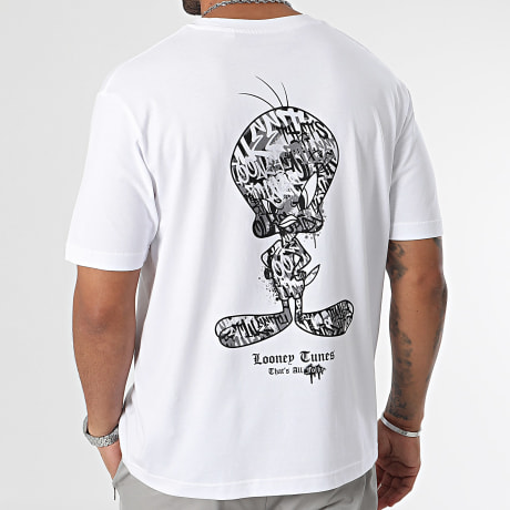Looney Tunes - Tee Shirt Oversize Large Tweety Graffiti Grey Blanc