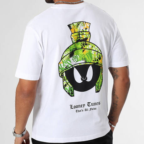 Looney Tunes - Camiseta Oversize Large Marvin Graffiti Verde Blanco