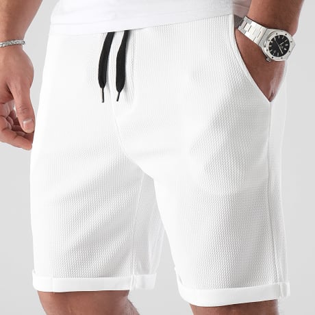 LBO - Short Avec Revers Texturé Waffle 0768 Blanc