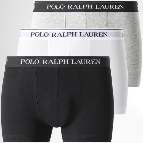 Polo Ralph Lauren - Lot De 3 Boxers Gris Chiné Blanc Noir