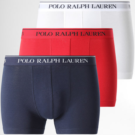 Polo Ralph Lauren - Lot De 3 Boxers Blanc Rouge Bleu Marine