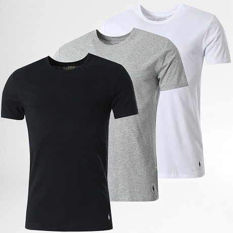 Polo Ralph Lauren - Lot De 3 Tee Shirts Original Player Blanc Gris Chiné Noir