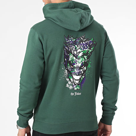 Batman - Felpa con cappuccio Joker Graff Logo Verde bottiglia