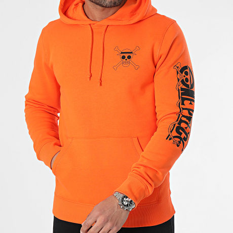 One Piece - Sudadera con capucha Mugiwara Colors Naranja Negro