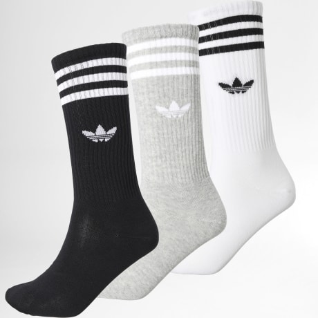 Adidas Originals - 3 Pares De Calcetines IU2653 Blanco Gris Heather Negro