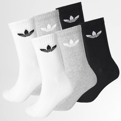 Adidas Originals - Lote de 6 Pares de Calcetines IJ5620 Negro Blanco Gris Brezo