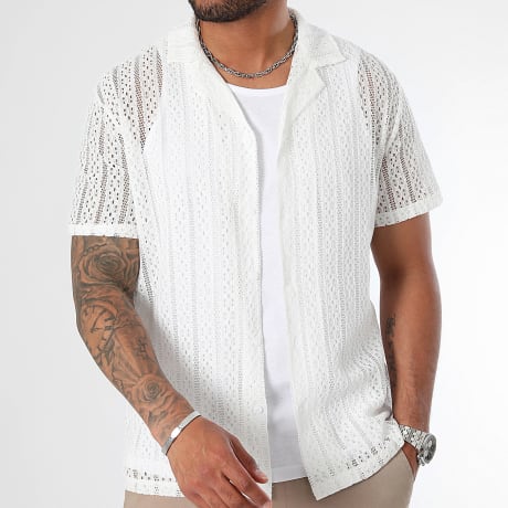 LBO - Camisa calada de manga corta 0907 Blanca