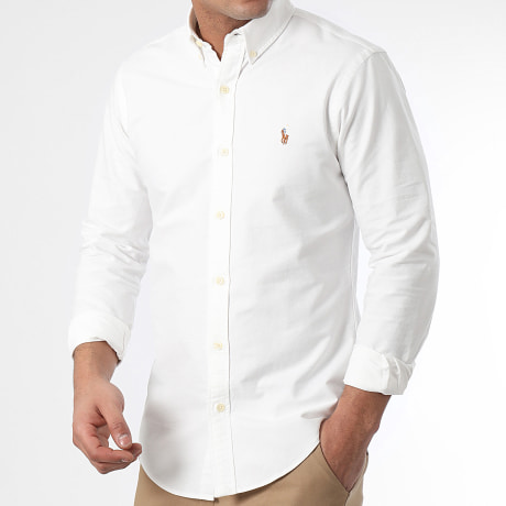 Polo Ralph Lauren - Chemise Manches Longues Slim Oxford Blanc