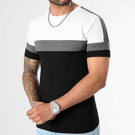 LBO - Tee Shirt Tricolore 3316 Nero Bianco Grigio Antracite