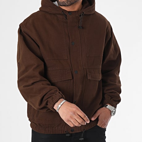 Fins de Séries - Jeansjacke mit Reißverschluss und Kapuze Braun