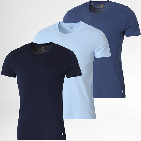 Polo Ralph Lauren - Lot De 3 Tee Shirts Original Player Bleu Clair Bleu Marine
