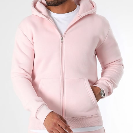 LBO - Sweat Zippé Capuche 3346 Rose Pale