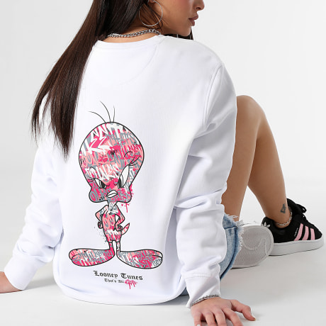 Looney Tunes - Piolín Sudadera cuello redondo Graff Rosa Blanco Mujer