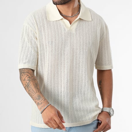 LBO - Polo Manga Corta Calado Textura 0760 Beige