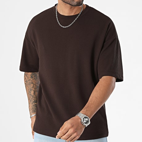 LBO - Camicia da tè testurizzata Waffle Large 1042 Marrone scuro