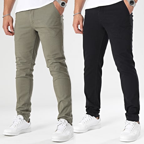 Jack And Jones - Juego De 2 Pantalones Chinos Negro Verde Caqui Marco Dave
