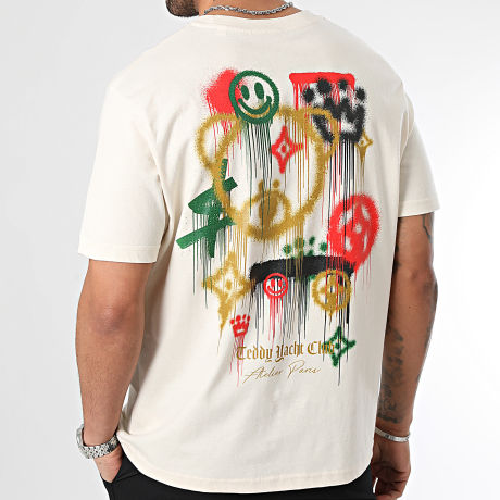 Teddy Yacht Club - T-shirt oversized groot Atelier Paris Picto Beige Chiné