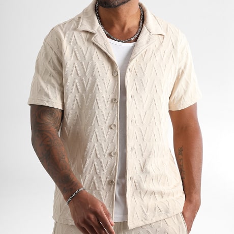 LBO - Camisa de manga corta 0189 Beige