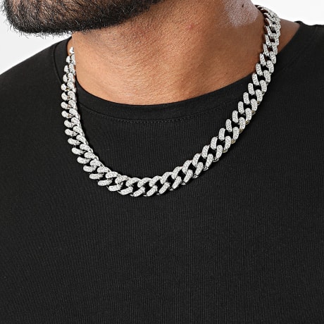 LBO - Collier Maille Cubain Strass 13mm Argenté