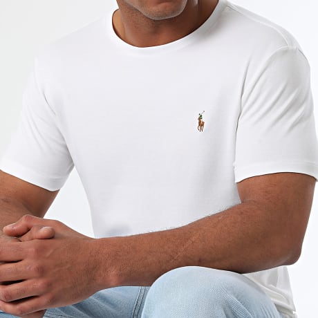 Polo Ralph Lauren - Tee Shirt Custom Slim Fit Oxford Blanc
