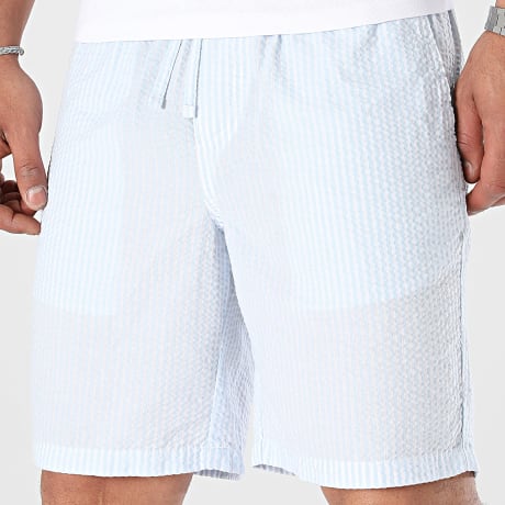 Jack And Jones - Short Jogging A Rayures Jaiden Palma Bleu Clair Blanc