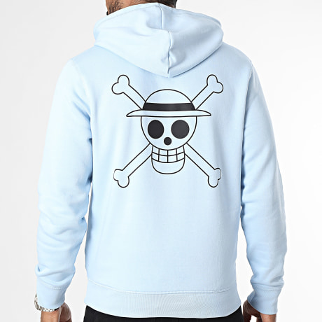 One Piece - Sudadera con capucha Mugiwara Big back Colores Azul claro Negro