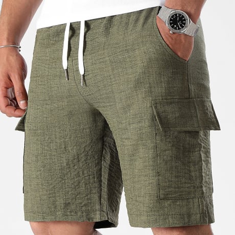 LBO - Bermudas Cargo Efecto Lino 1179 Caqui Verde
