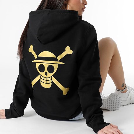 One Piece - Sudadera con capucha Mugiwara para mujer Oro negro
