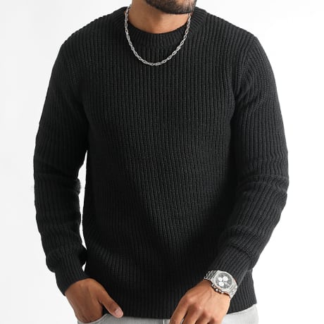 LBO - Pull Col Rond Grosses Mailles 1272 Noir