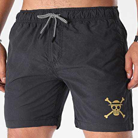 One Piece - Short De Bain Logo Noir Doré