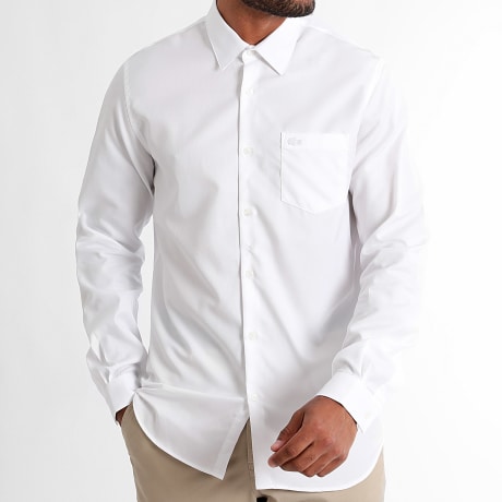 Lacoste - Chemise Manches Longues Logo Brodé Crocodile Blanc