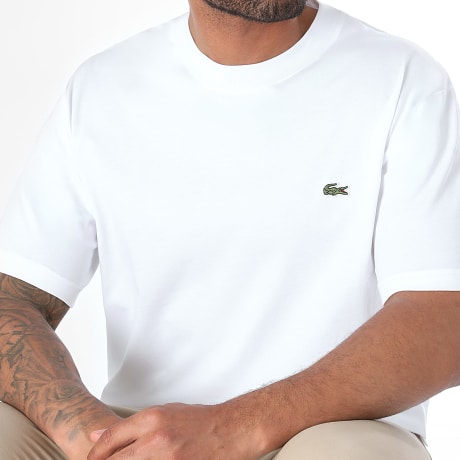 Lacoste - Camiseta Logo Bordado Cocodrilo Classic Fit Blanco
