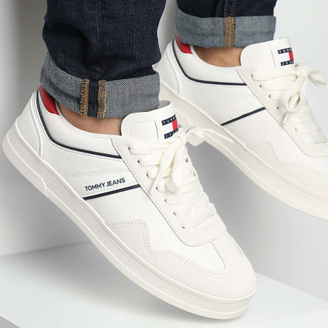 Tommy Jeans - Baskets Leather Retro Cupsole 1414 Rwb