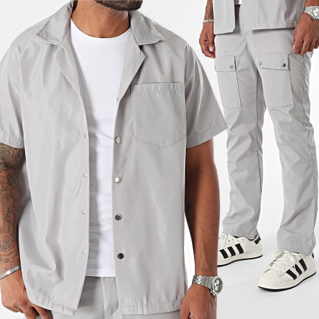 Classic Series - Grijs Overhemd met Korte Mouw en Cargo Broek Set
