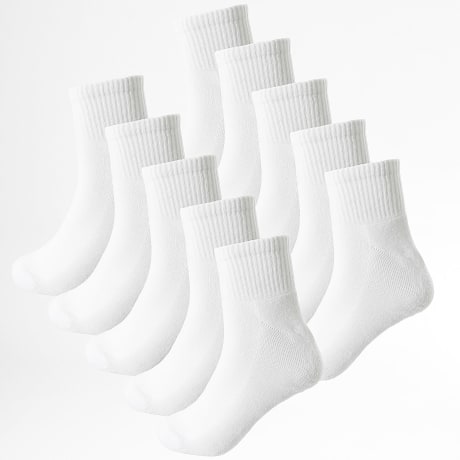 LBO - Lote de 10 pares de calcetines 0027 blancos