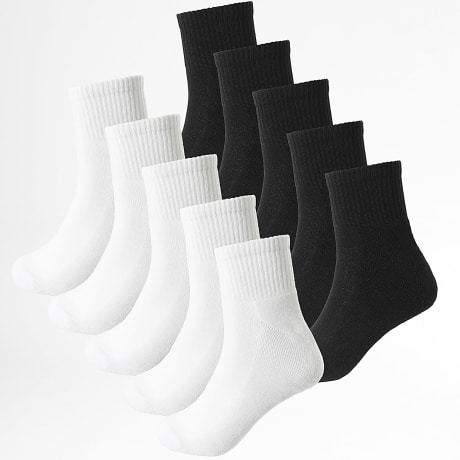 LBO - Pack de 10 Pares de Calcetines Quarter 0029 Negro Blanco