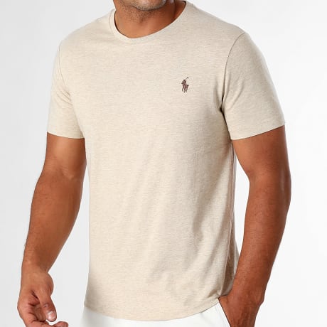 Polo Ralph Lauren - Tee Shirt Original Player Custom Slim Fit Beige Chiné