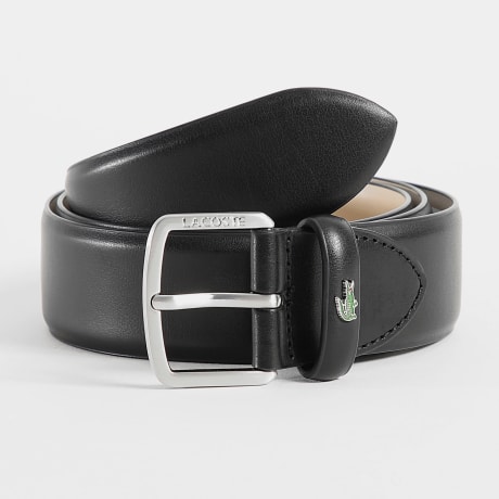 Lacoste - Ceinture En Cuir Avec Logo Crocodile Metal Noir