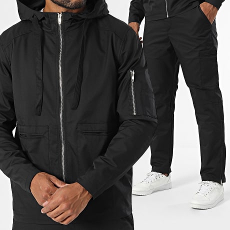 Classic Series - Zwart Ritsjack met capuchon en Cargo Broek Set