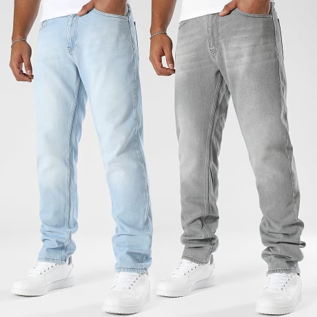 LBO - Pack de 2 Calças jeans relaxed straight fit 2507 2402 Denim Cinza Claro Azul Wash