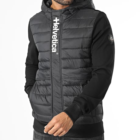 Helvetica - Courchevel Chaqueta negra con capucha y cremallera