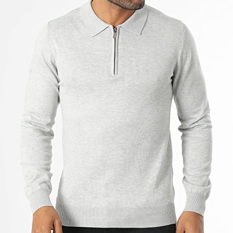 Classic Series - Maglione con collo a zip grigio Heather