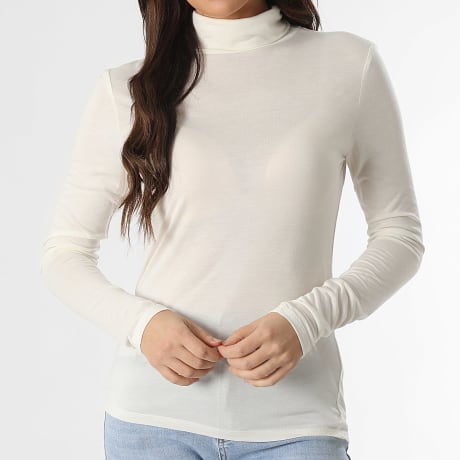 Only - Tee Shirt Manches Longues Femme Suma Woolblend Beige