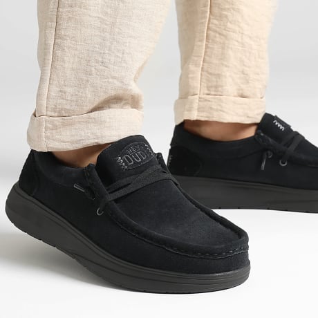 Hey Dude - Wally Comf Suède Zwarte Loafers